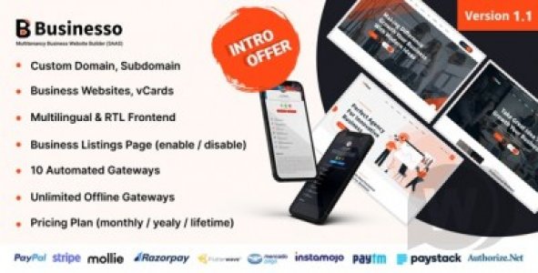 Businesso - Business Website SAAS (Multitenancy) Script