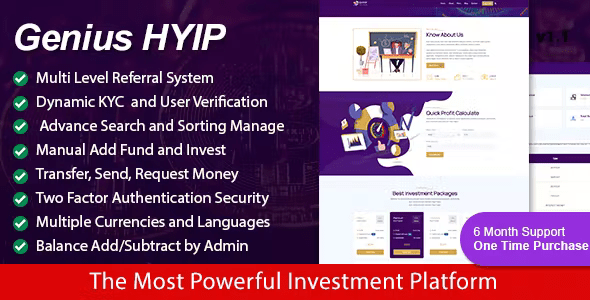 Genius HYIP - All in One Investment Script