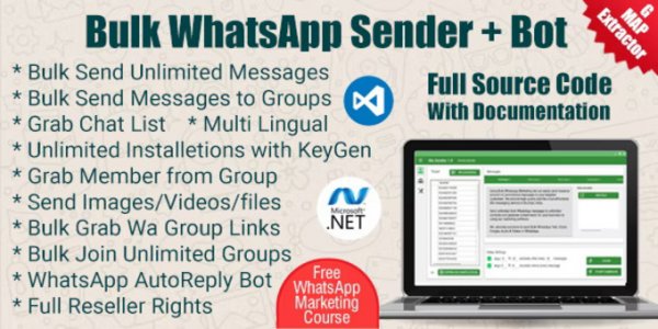 WaSender Bulk WhatsApp sender With Buttons + Group Sender + WhatsApp Autobot
