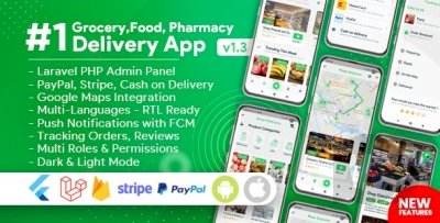Grocery, Food, Pharmacy, Store Delivery Mobile App with Admin Panel 